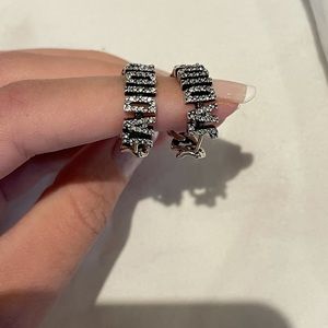 Dior silver hoop logo earrings